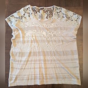 Women's Cream Lace Knit Top